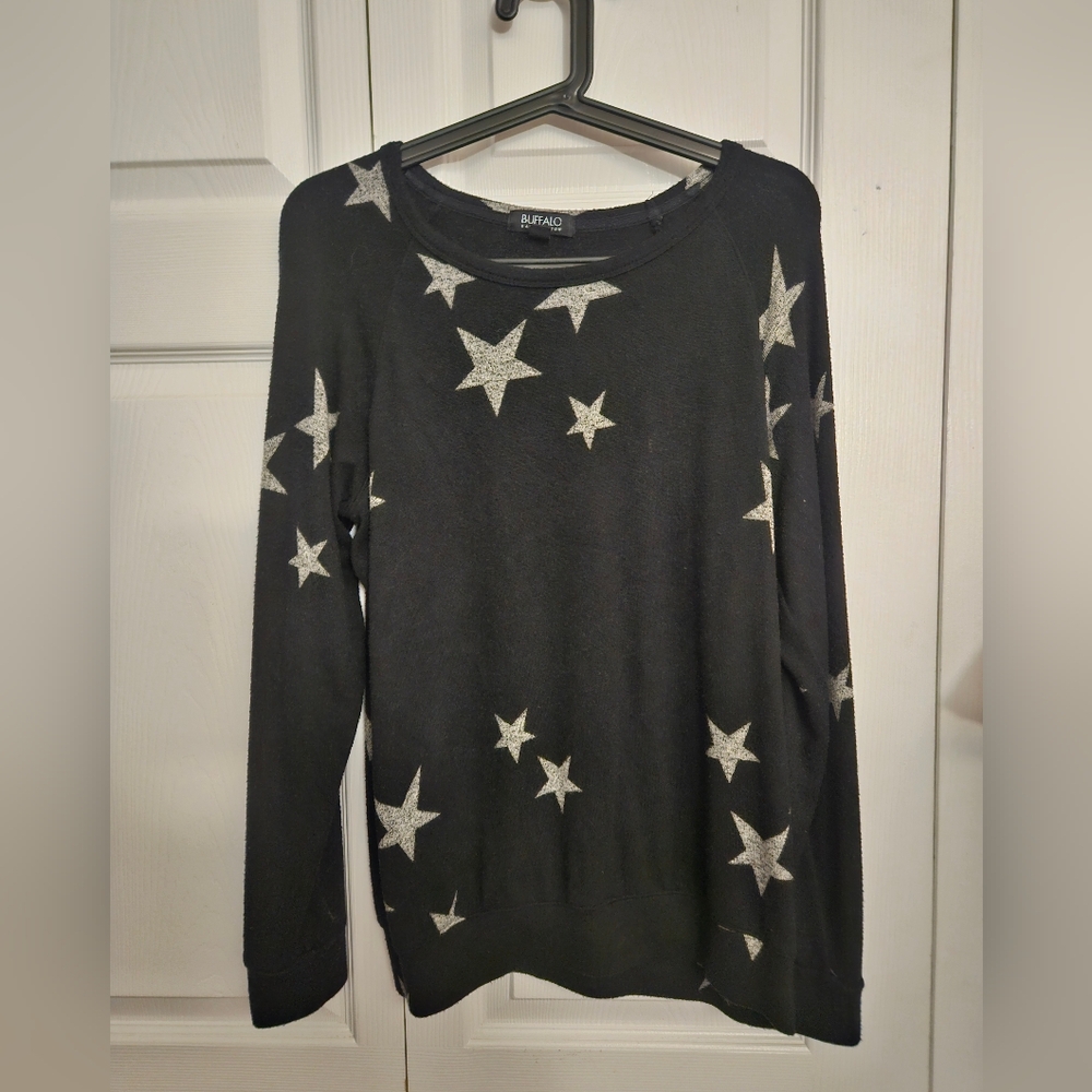 Buffalo By David Britton Black Sweater with Silver Stars